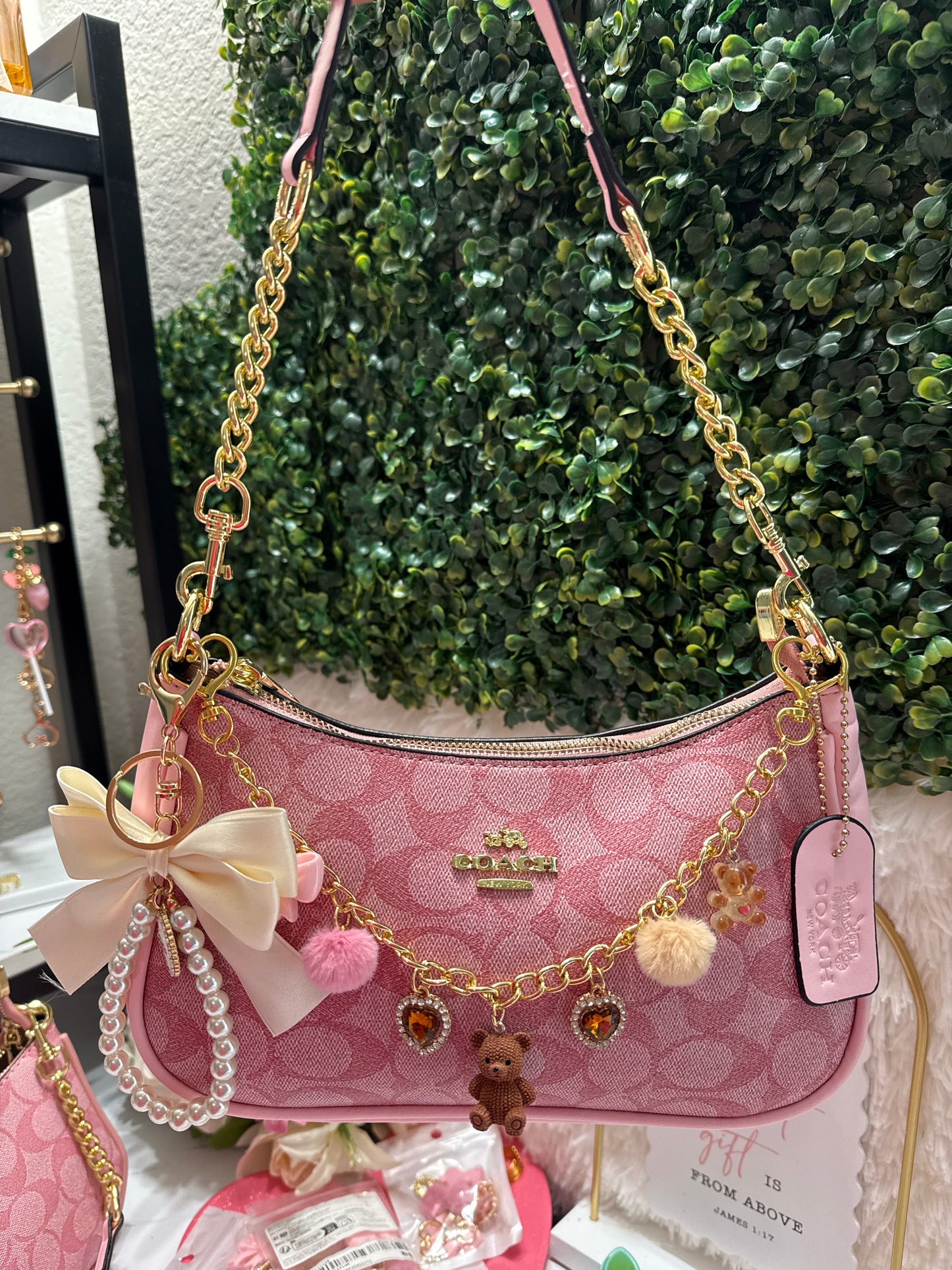 Pink coach and charms pink