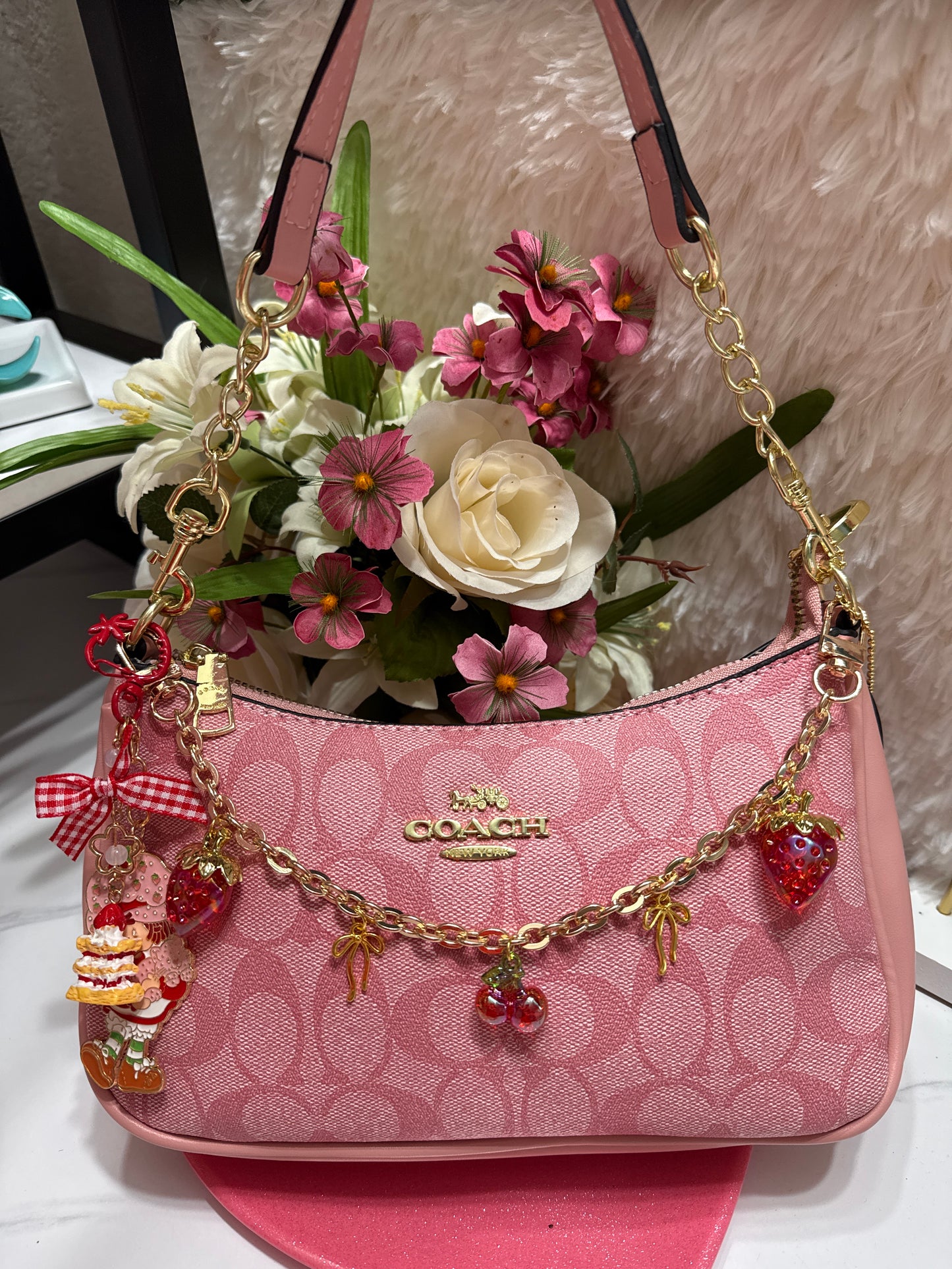 Pink coach charms strawberry 🍓